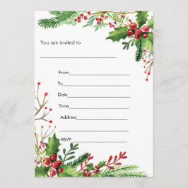 Mizletoe-waterverf geschilderde uitnodiging invull