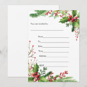 Mizletoe Waterverf Geschilderde uitnodiging vult i (Voorkant / Achterkant)