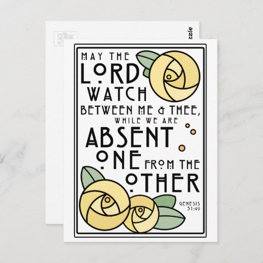 Mizpah | Art Nouveau gele rozen Briefkaart (Voorkant / Achterkant)