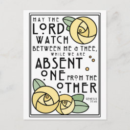 Mizpah | Art Nouveau gele rozen Briefkaart