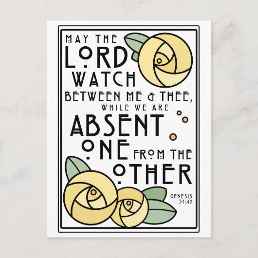 Mizpah | Art Nouveau gele rozen Briefkaart (Voorkant)