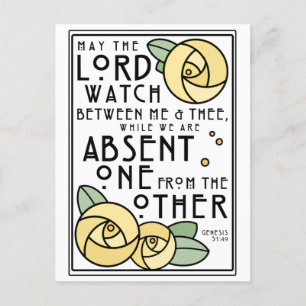 Mizpah   Art Nouveau Yellow Roses Briefkaart