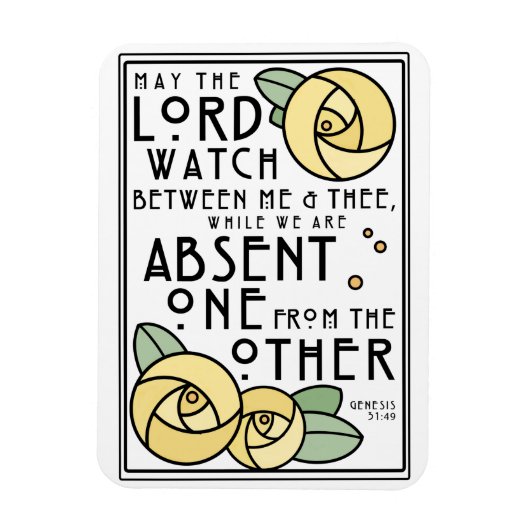 Mizpah Blessing | Gele rozen | Art Nouveau Style Magneet (Verticaal)