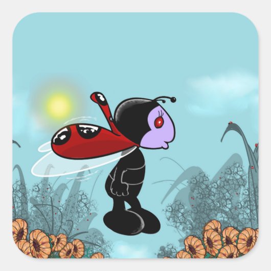 Mizz Ladybug Vierkante Sticker (Voorkant)