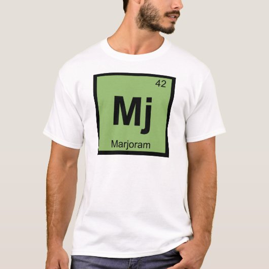Mj - Marjoram Chemistry Periodic Table Symbol T-shirt (Voorkant)