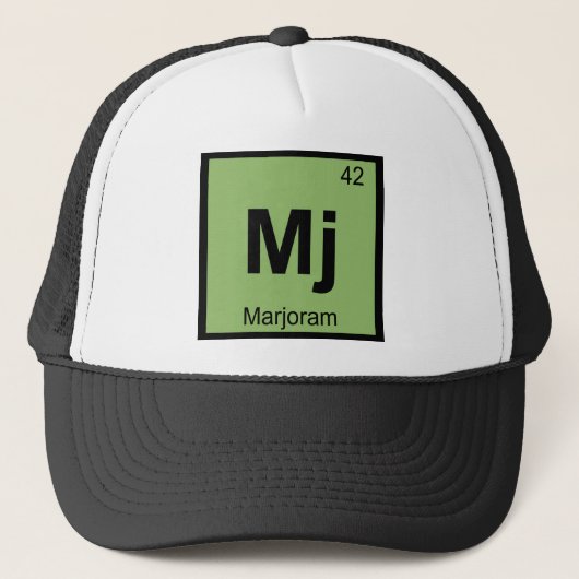Mj - Marjoram Chemistry Periodic Table Symbol Trucker Pet (Voorkant)