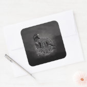 Mjolnir - De hamer van Thor en raaf Vierkante Sticker (Envelop)