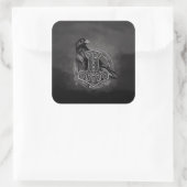 Mjolnir - De hamer van Thor en raaf Vierkante Sticker (Tas)