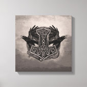 Mjolnir De hamer van Thor en raven Canvas Afdruk (Voorkant)