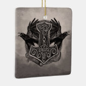 Mjolnir De hamer van Thor en ravens Keramisch Ornament (Rechts)