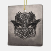 Mjolnir De hamer van Thor en ravens Keramisch Ornament (Links)