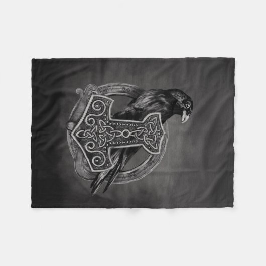 Mjolnir - De hamer van Thor en van de raven Fleece Deken (Voorkant (Horizontaal))