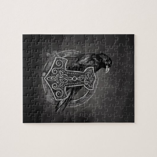 Mjolnir - De hamer van Thor en van de raven Legpuzzel (Horizontaal)