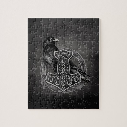 Mjolnir - De hamer van Thor en van de raven Legpuzzel (Verticaal)
