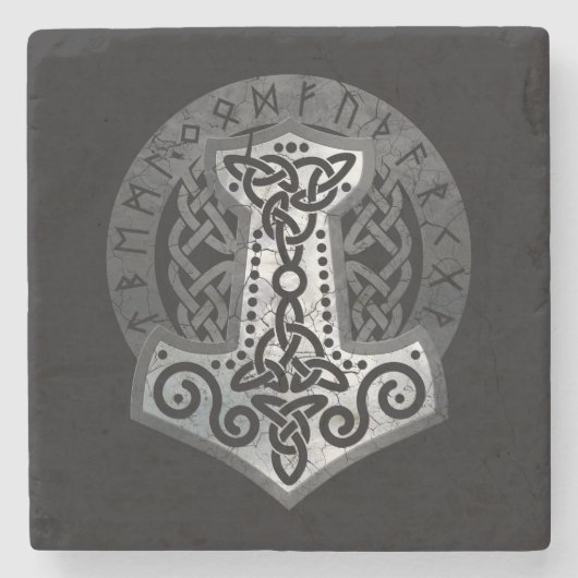 Mjolnir - de hamer van Thor Stenen Onderzetter (Voorkant)