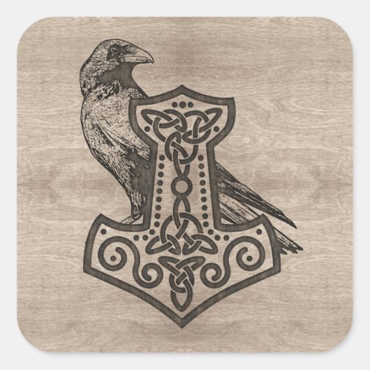 Mjolnir - de hamer van Thor Vierkante Sticker (Voorkant)