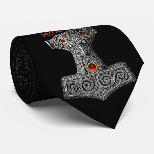 MJOLNIR Hammer van Thor, Viking Mythology Black Stropdas (Opgerold)