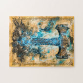 Mjölnir Thors Hamer met Bliksem Legpuzzel (Horizontaal)