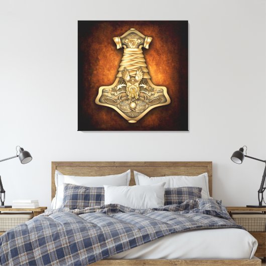 Mjolnir - Thor's Hammer Canvas Afdruk (Insitu (Slaapkamer))
