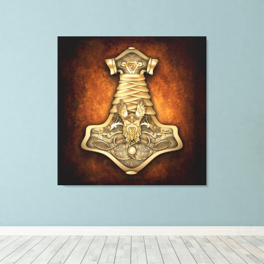 Mjolnir - Thor's Hammer Canvas Afdruk (Insitu (Houten vloer))