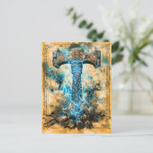 Mjölnir Thors Hammer met Bliksem Feestdagenkaart (Staand voorkant)