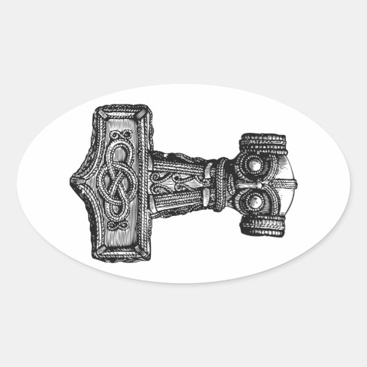 Mjolnir: Thor's Hammer Ovale Sticker (Voorkant)