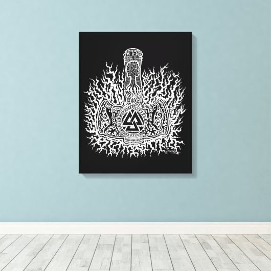 Mjolnir Valknut Canvas Afdruk (Insitu (Houten vloer))