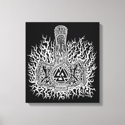 Mjolnir Valknut Canvas Afdruk (Voorkant)