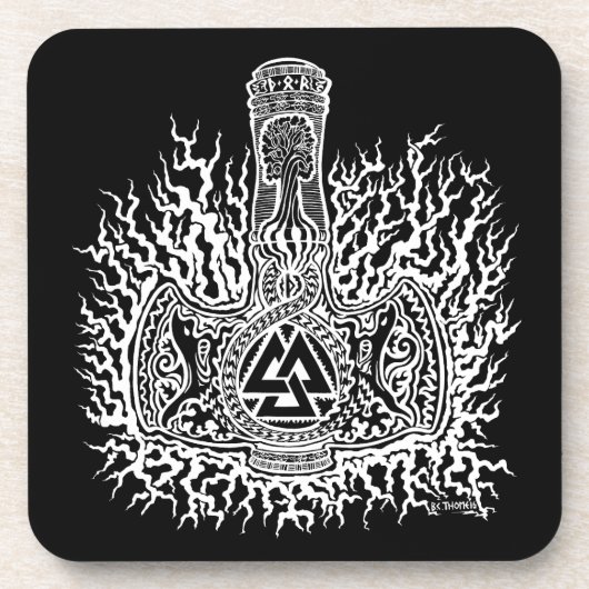 Mjolnir-Valknut Onderzetter Set van 6 (Voorkant)