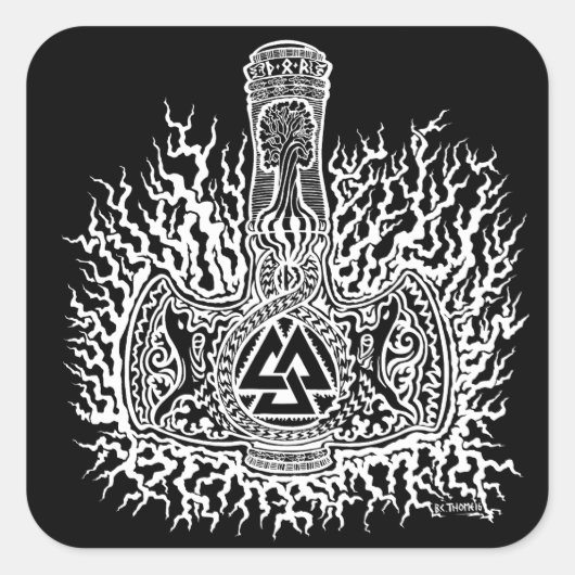 Mjolnir - Valknut Sticker (Voorkant)
