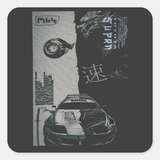 MK4 Auto Tuning Japan Vierkante Sticker (Voorkant)