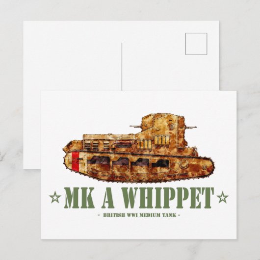 MK Een Whippet Wereldoorlog Een Britse Medium Tank Briefkaart (Voorkant / Achterkant)