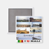 ML012 MALI I Love, Mosaic, Africa, Fridge Magneet (Voorkant / Achterkant)