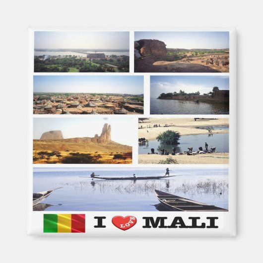 ML012 MALI I Love, Mosaic, Africa, Fridge Magneet (Voorkant)
