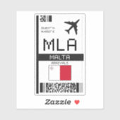 MLA Malta Boarding Pass - Reizen naar de luchthave Sticker (Vel)