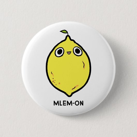 Mlem-on Funny Lemon Fruit Pun Button Pin (Voorkant)