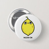 Mlem-on Funny Lemon Fruit Pun Button Pin (Voorkant /achterkant)