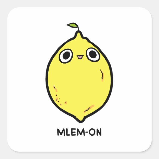Mlem-on Funny Lemon Fruit Pun Sticker (Voorkant)