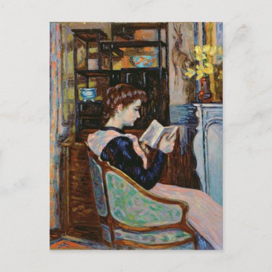 Mlle. Guillaumin reading, 1907 Briefkaart (Voorkant)