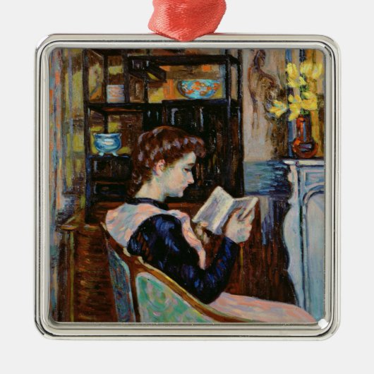 Mlle. Guillaumin reading, 1907 Metalen Ornament (Voorkant)