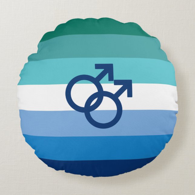 MLM Heren Pride Vlag Rond Kussen (Voorkant)