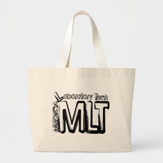 MLT GRUNGE TEKST MEDISCHE LABORATORIUMTECHNICUS GROTE TOTE BAG (Voorkant)