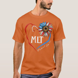 MLT Medical Lab Tech USA Sunflower Stethoscoop Hea T-shirt
