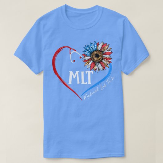 MLT Medical Lab Tech USA Sunflower Stethoscoop Hea T-shirt (Design voorkant)