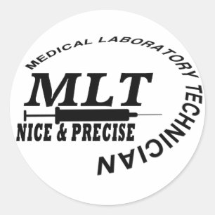 MLT SLOGAN NICE EN PRECIES MEDISCHE LAB TECH RONDE STICKER
