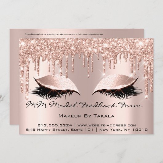 MM Model Feedbackformulier Makeup Roos Estheticien Kaart (Voorkant / Achterkant)