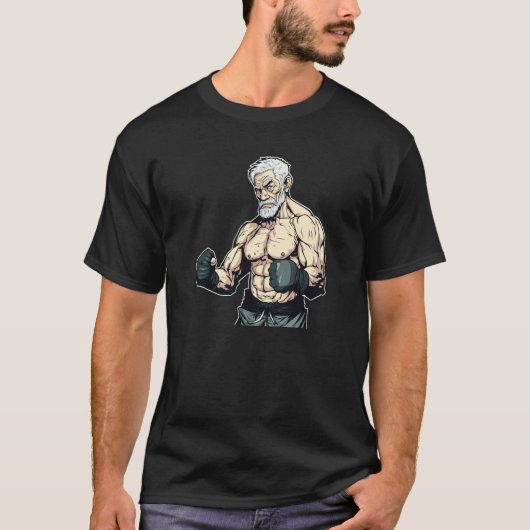 MMA Bearded Old Men Cage Fighter Free Fighting Fat T-shirt (Voorkant)