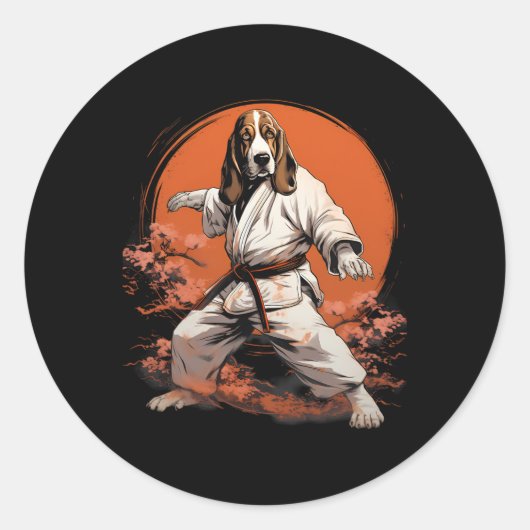 Mma Bet Hound Dog Karate Ronde Sticker (Voorkant)