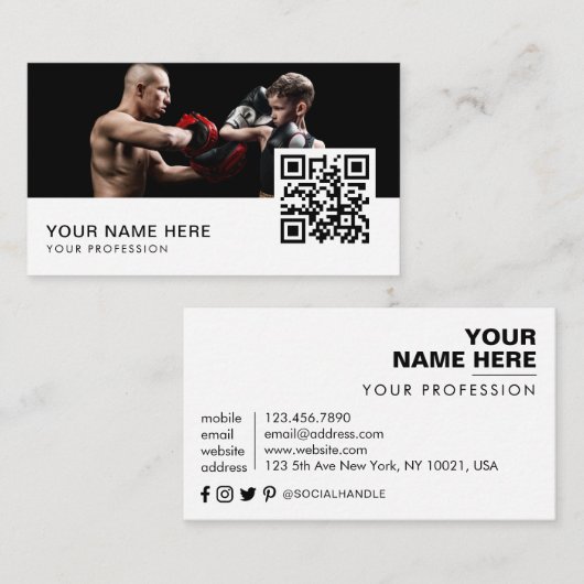 mma coach QR Code Visitekaartje (Voorkant / Achterkant)