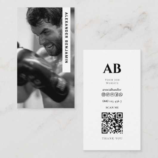 MMA Coach & Trainer Foto QR Code Visitekaartje (Voorkant / Achterkant)